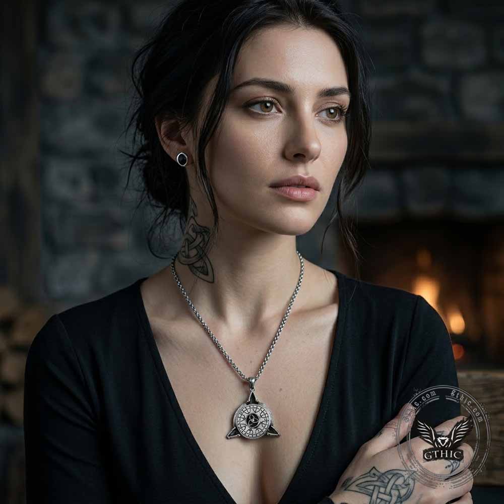 Celtic Knot Dragon Runes Stainless Steel Spinner Pendant | Gthic.com