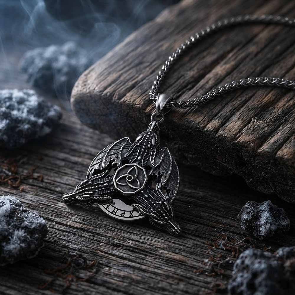 Celtic Knot Dragon Runes Stainless Steel Spinner Pendant
