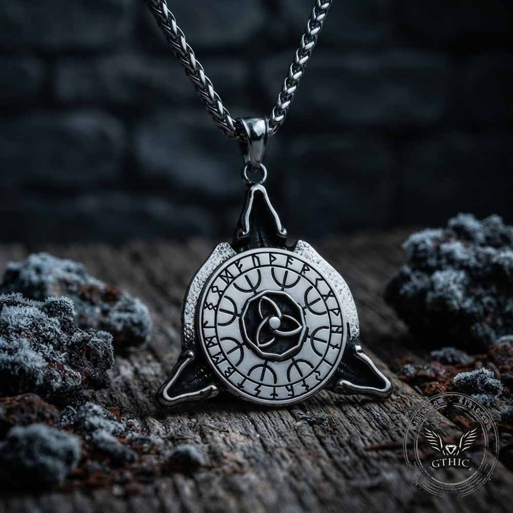 Celtic Knot Dragon Runes Stainless Steel Spinner Pendant