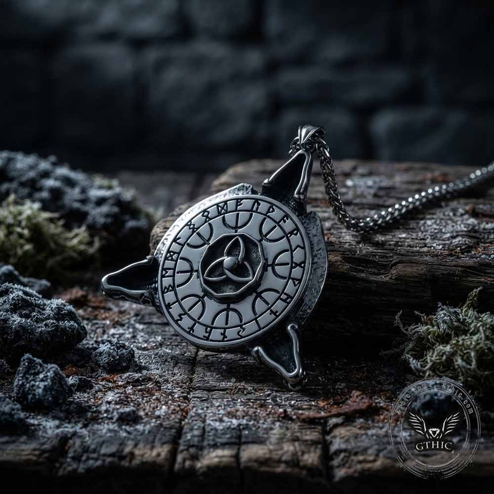 Celtic Knot Dragon Runes Stainless Steel Spinner Pendant