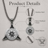 Celtic Knot Dragon Runes Stainless Steel Spinner Pendant