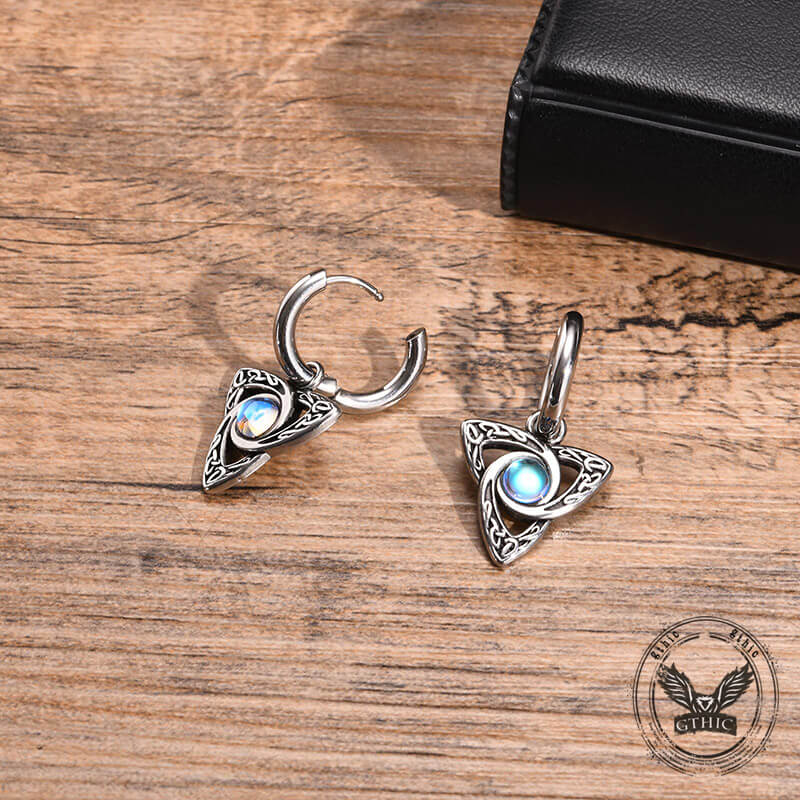 Celtic Knot Moonstone Stainless Steel Earrings