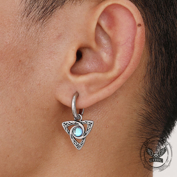 Celtic Knot Moonstone Stainless Steel Earrings 02 | Gthic.com