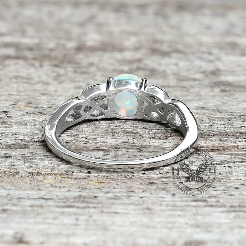 Celtic Knot Opal Stainless Steel Gemstone Ring