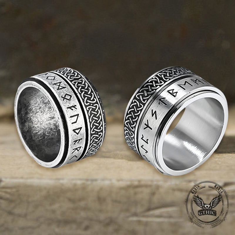 Celtic Knot Runes Viking Spinner Stainless Steel Ring | Gthic.com