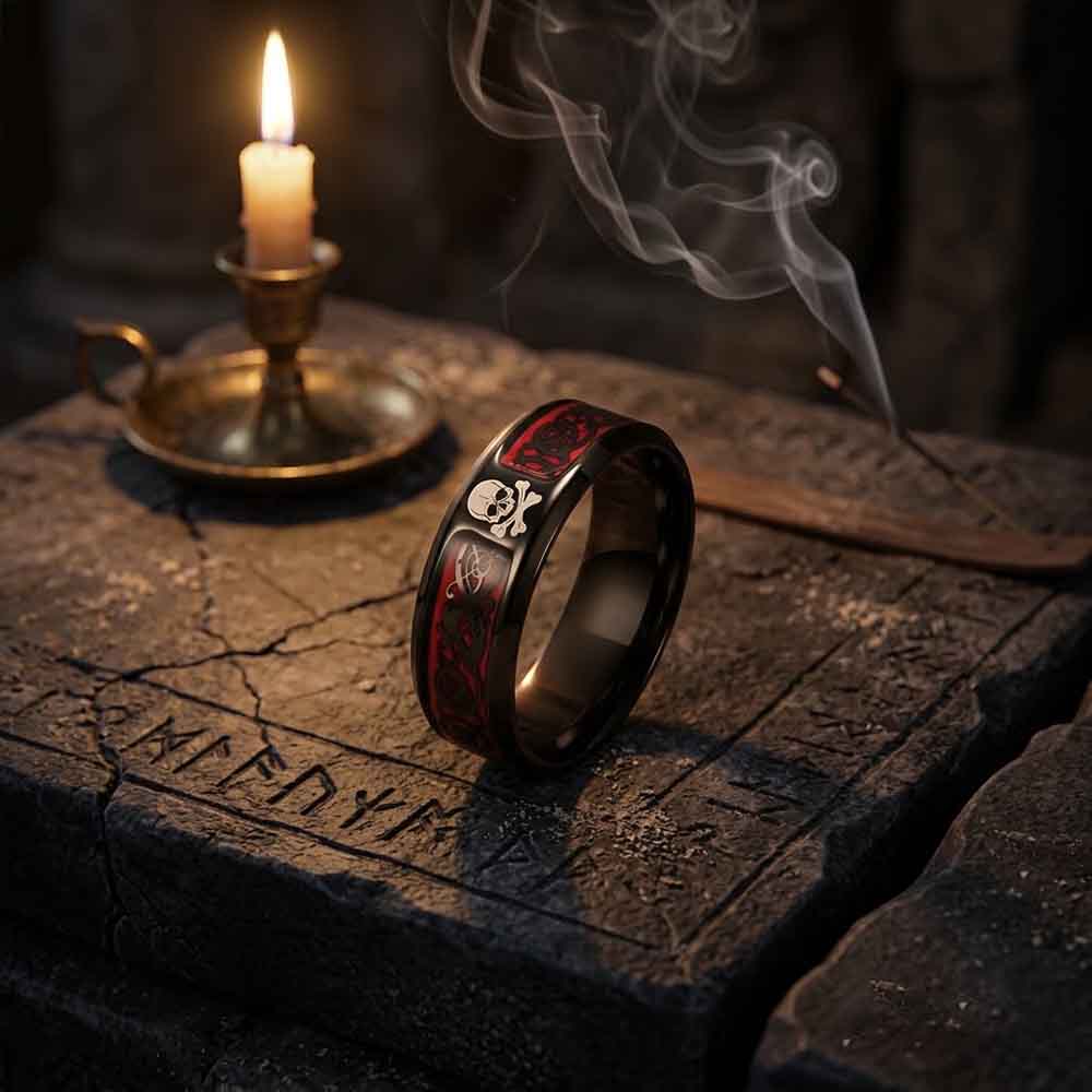 Celtic Knot Skull Stainless Steel Biker Band Ring | Gthic.com