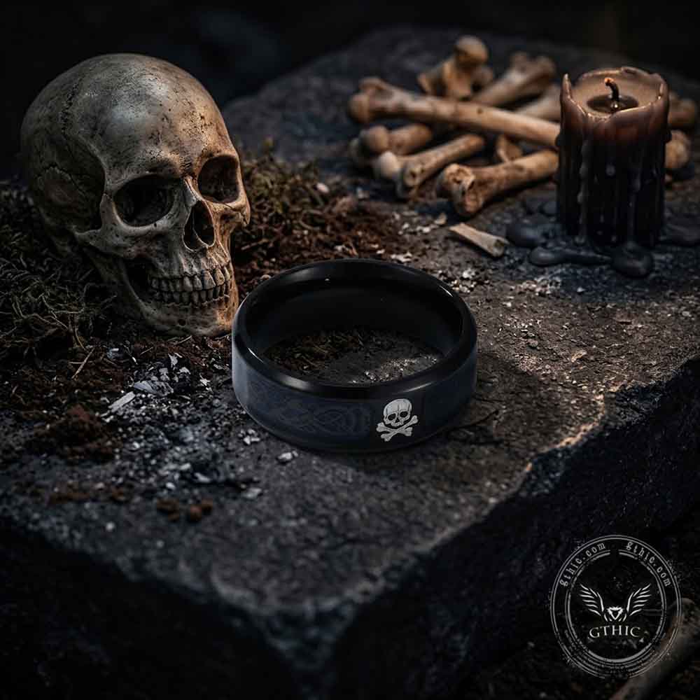 Celtic Knot Skull Stainless Steel Biker Band Ring
