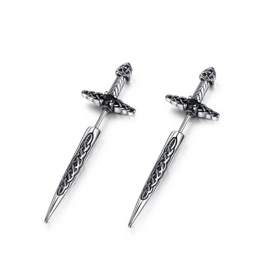 Celtic Knot Stainless Steel Sword Stud Earrings