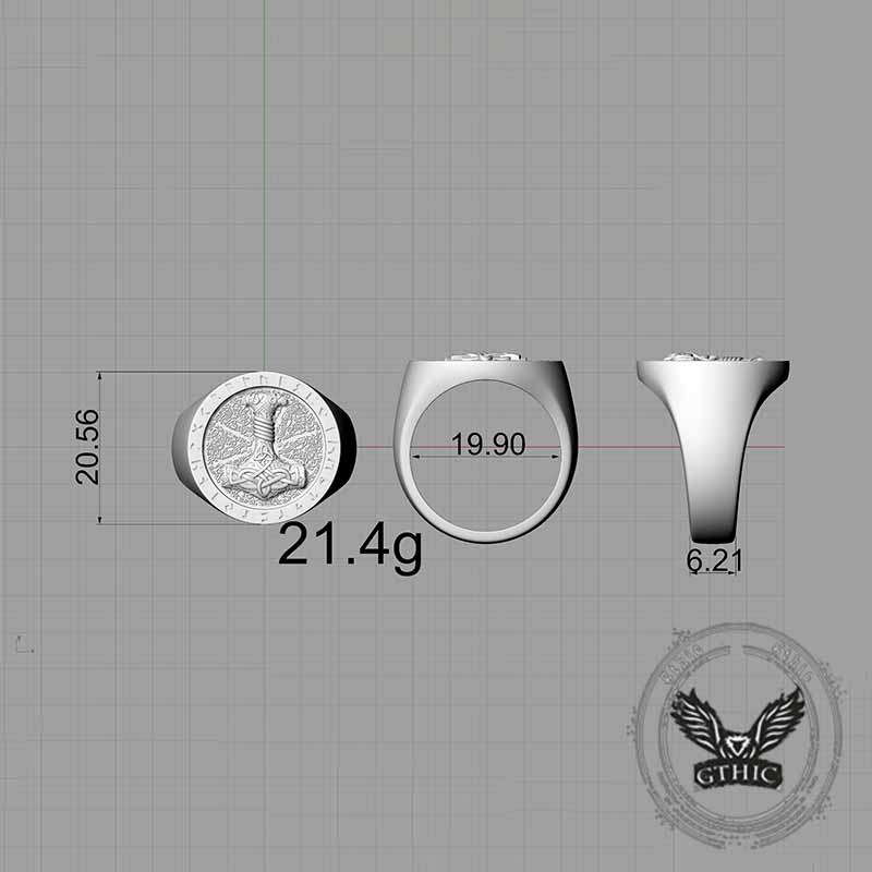 Celtic Knot Thor's Hammer Rune Sterling Silver Ring