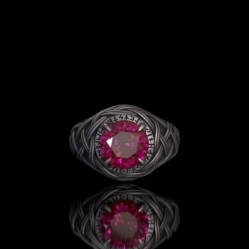 Celtic Knot Viking Rune Zircon Sterling Silver Ring