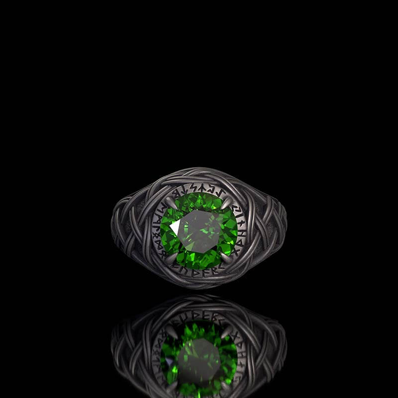 Celtic Knot Viking Rune Zircon Sterling Silver Ring