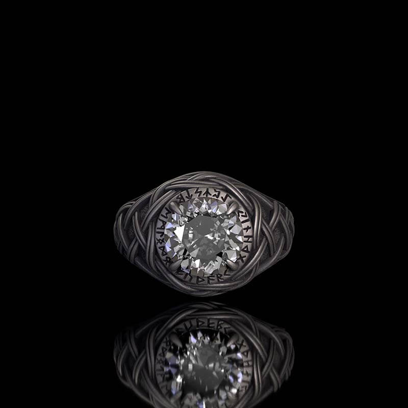 Celtic Knot Viking Rune Zircon Sterling Silver Ring