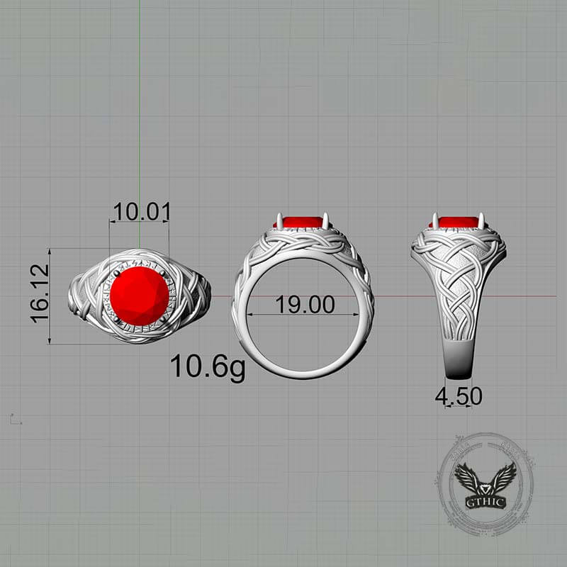 Celtic Knot Viking Rune Zircon Sterling Silver Ring