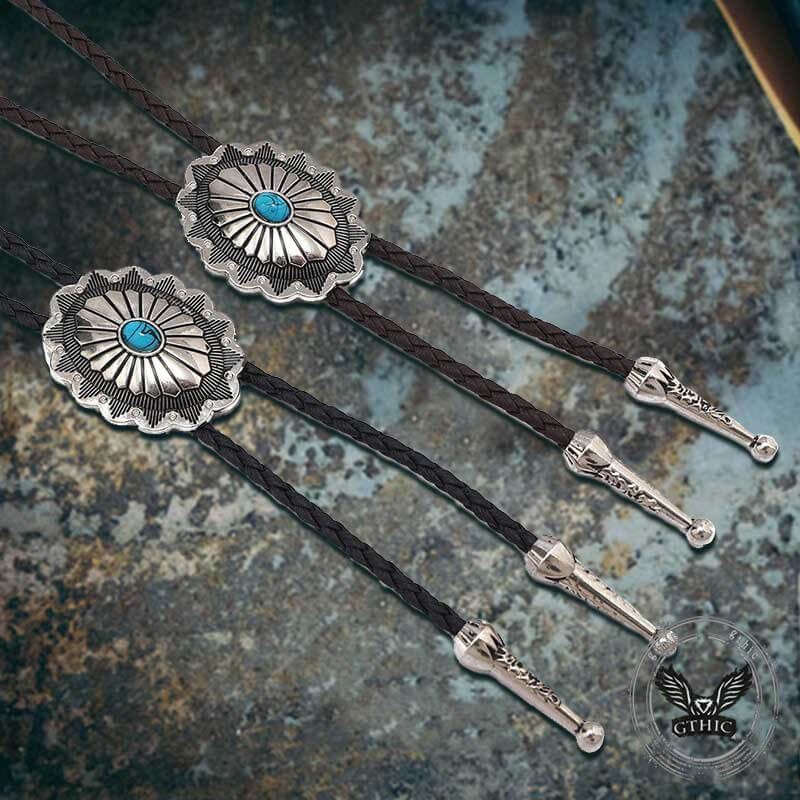 Celtic Pattern Turquoise Alloy Viking Bolo Tie 01 | Gthic.com