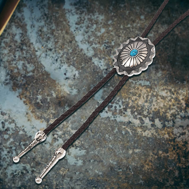 Celtic Pattern Turquoise Alloy Viking Bolo Tie 02 | Gthic.com