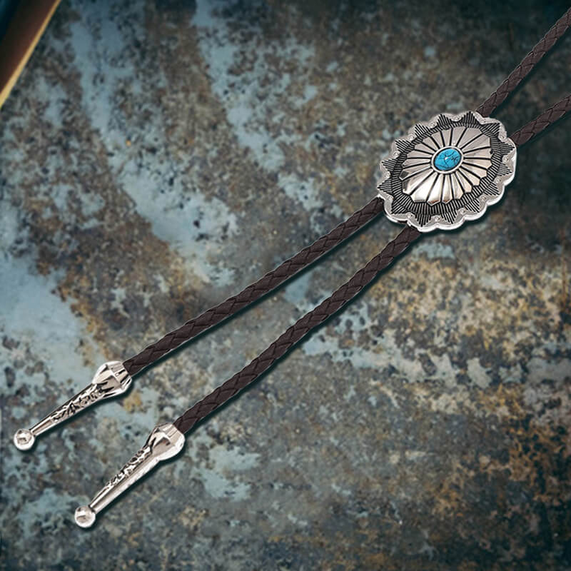 Celtic Pattern Turquoise Alloy Viking Bolo Tie 03 | Gthic.com