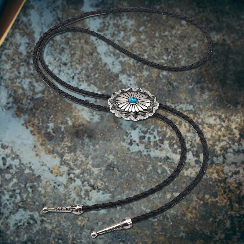 Celtic Pattern Turquoise Alloy Viking Bolo Tie