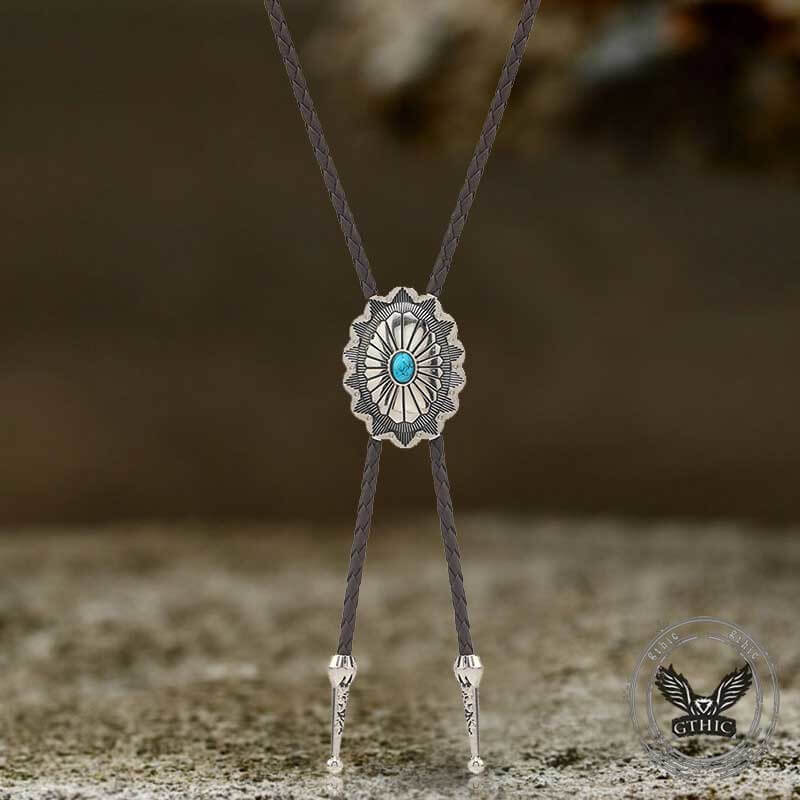 Celtic Pattern Turquoise Alloy Viking Bolo Tie