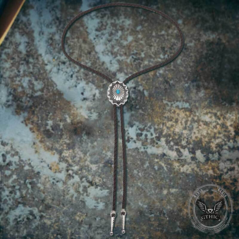 Celtic Pattern Turquoise Alloy Viking Bolo Tie