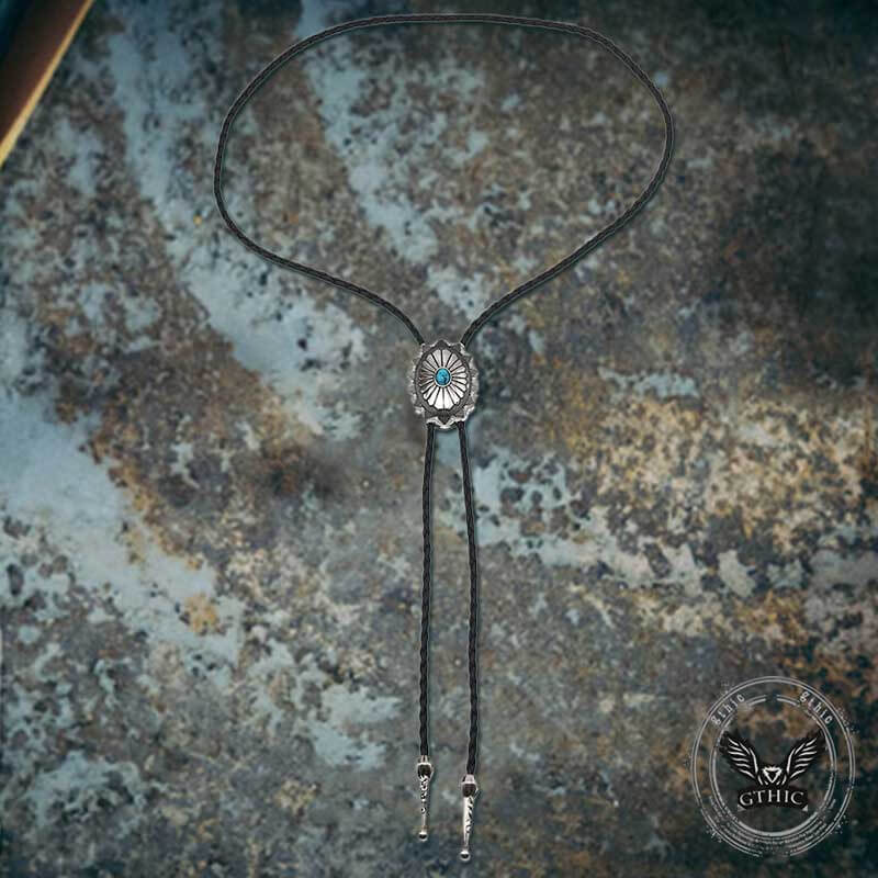 Celtic Pattern Turquoise Alloy Viking Bolo Tie