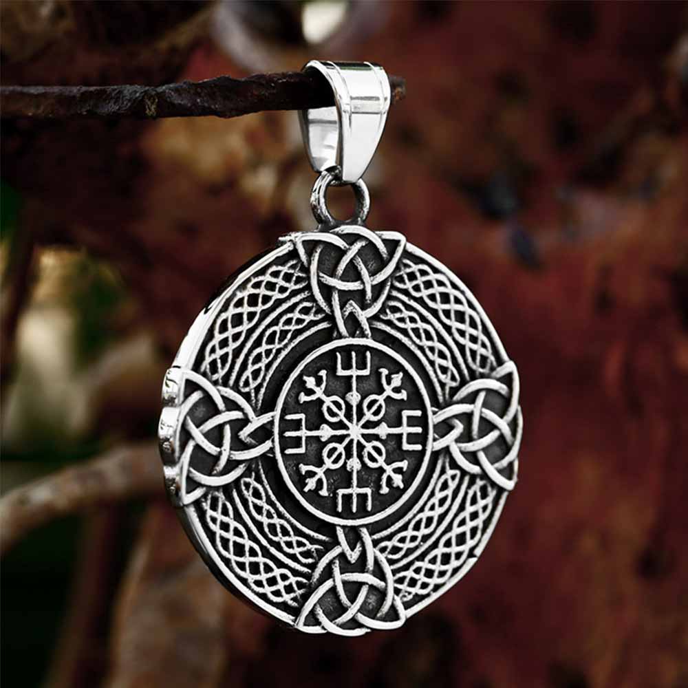 Celtic Triangle Knot Vegvísir Stainless Steel Pendant | Gthic.com