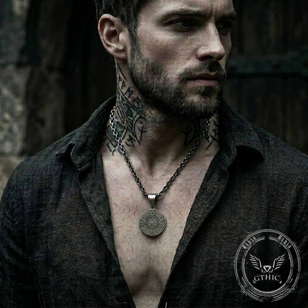 Celtic Triangle Knot Vegvísir Stainless Steel Pendant | Gthic.com
