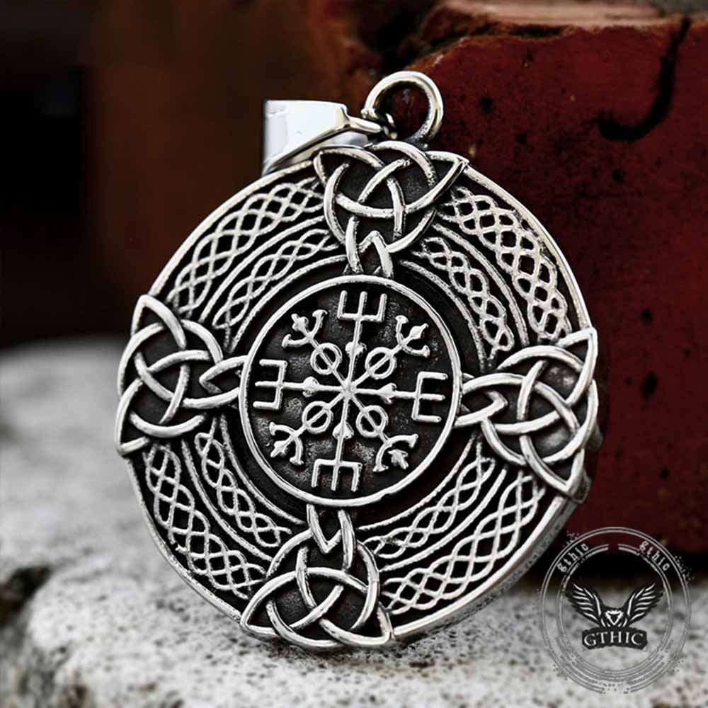 Celtic Triangle Knot Vegvísir Stainless Steel Pendant | Gthic.com