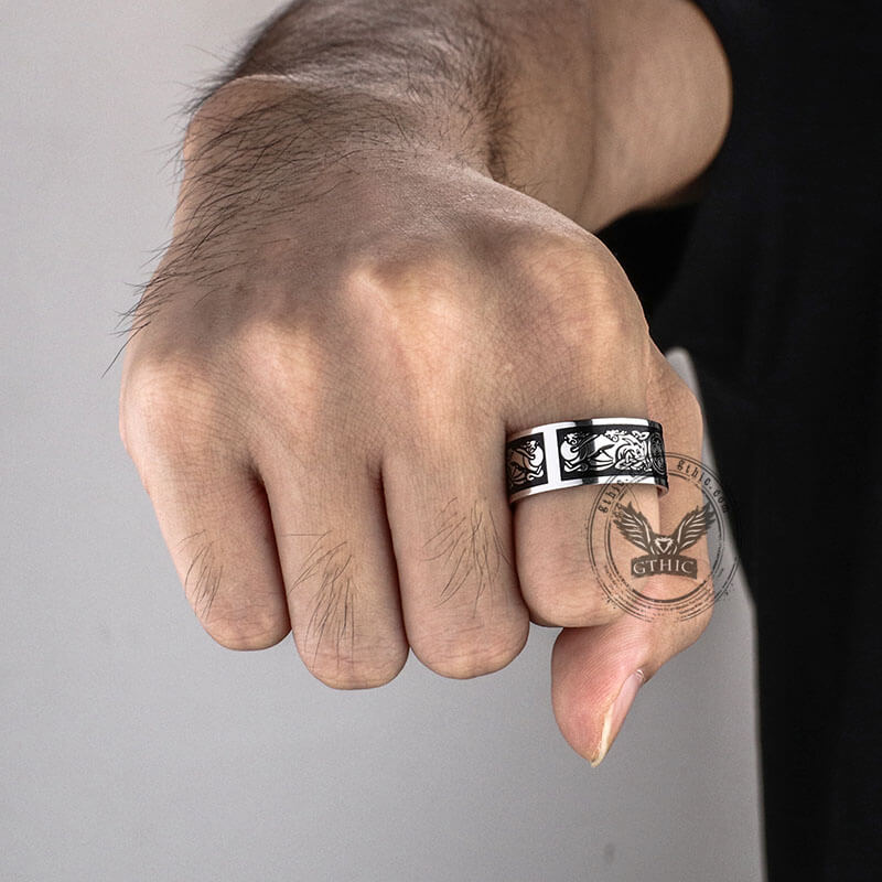 Celtic Wolf Triquetra Stainless Steel Viking Ring