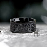 Celtic Wolf Triquetra Stainless Steel Viking Ring