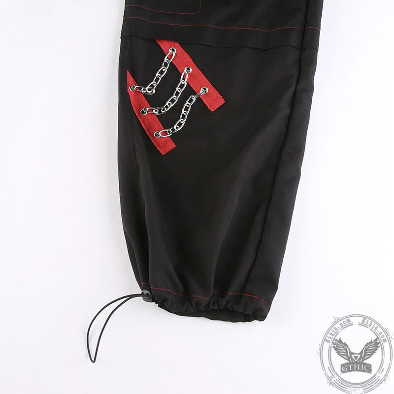 Pantalones cargo de poliéster con diseño de cadena