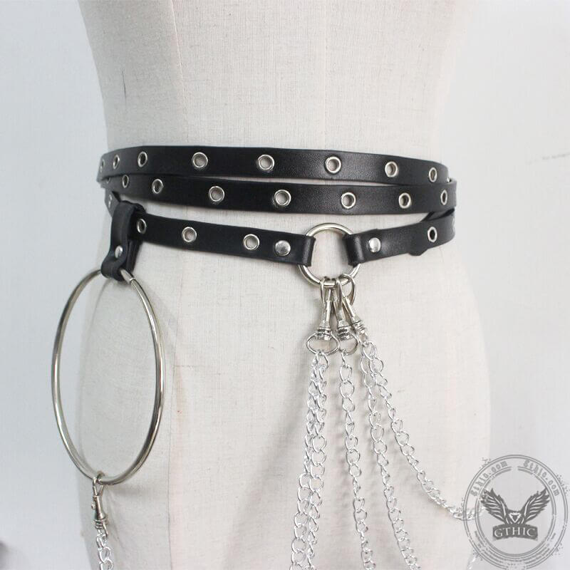 Chain Tassels PU Leather Punk Belt | Gthic.com