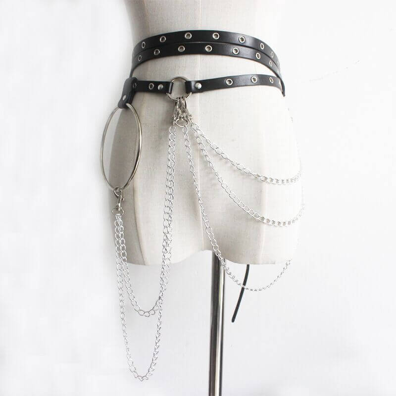 Chain Tassels PU Leather Punk Belt | Gthic.com