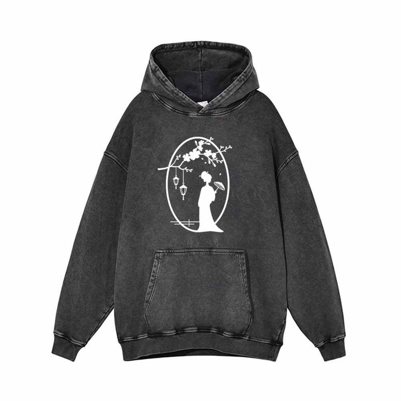 Chinese Beauty Plum Blossom Vintage Washed Hoodie