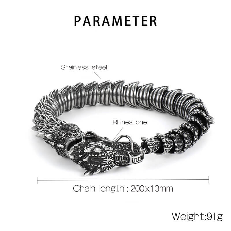 Chinese Dragon Stainless Steel Animal Bracelet
