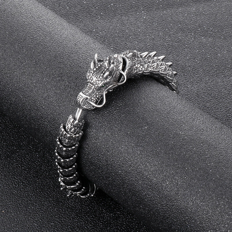Chinese Dragon Stainless Steel Animal Bracelet | Gthic.com