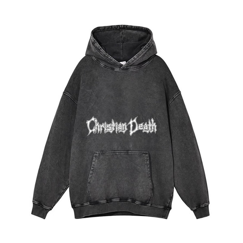 Christian Death Thorns Design Vintage Washed Hoodie 01 | Gthic.com