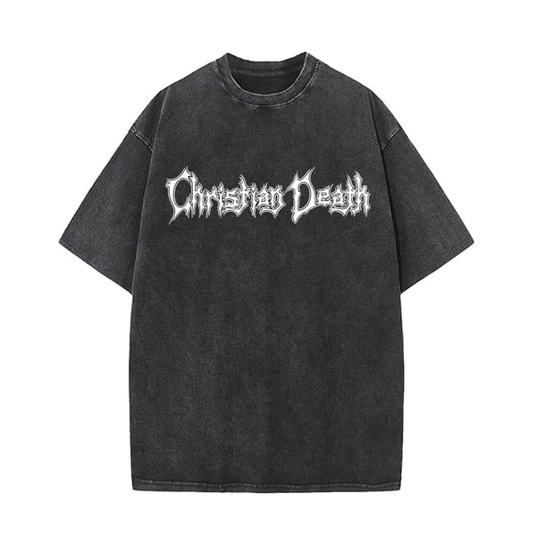 Christian Death Thorns Design Vintage Washed T-shirt 01 | Gthic.com