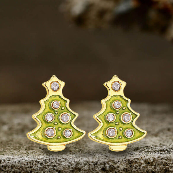 Christmas Tree Sterling Silver Stud Earrings | Gthic.com