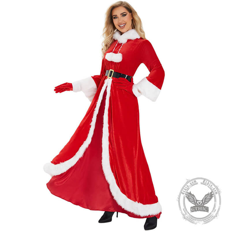 Christmas Two-Tone Hooded Long Dress Suit | Gthic.com