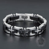 Classic Cross Stainless Steel Silicone Bracelet | Gthic.com