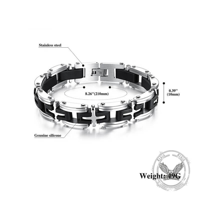 Classic Cross Stainless Steel Silicone Bracelet