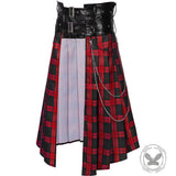 Classic Red And Black Plaid Men's Pleated Skirt