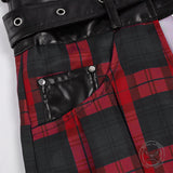 Classic Red And Black Plaid Men's Pleated Skirt