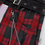 Classic Red And Black Plaid Men's Pleated Skirt
