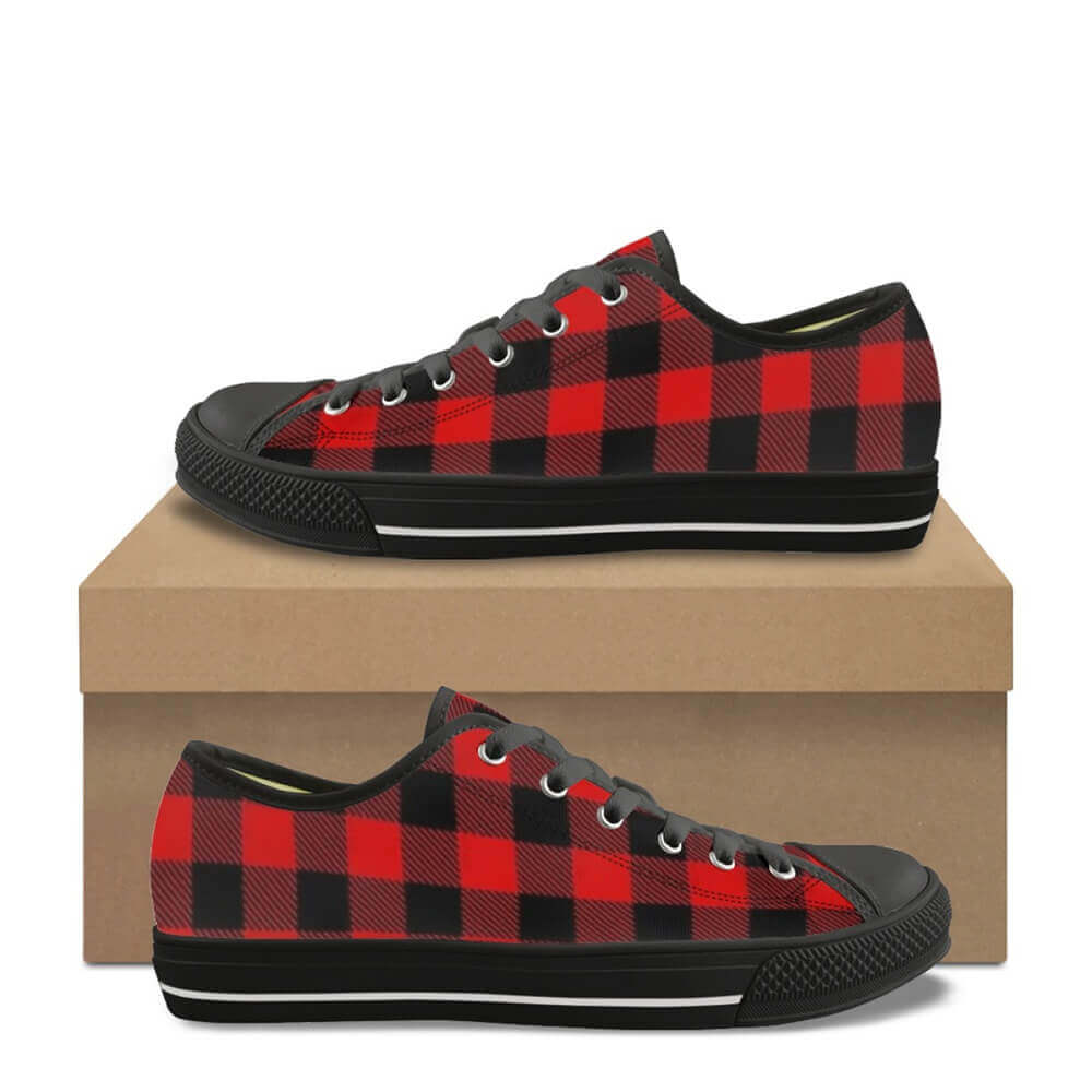 Classic Red Plaid Print Canvas Shoes | Gthic.com