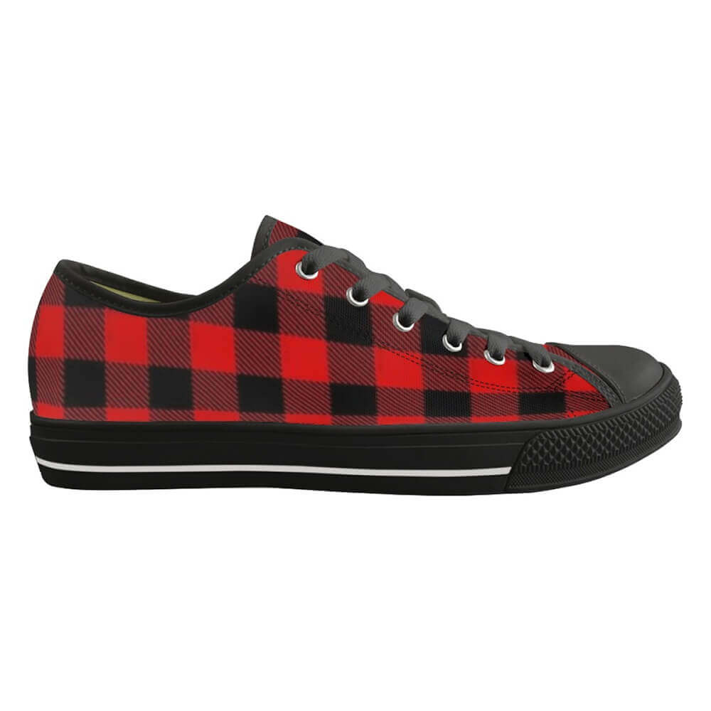 Classic Red Plaid Print Canvas Shoes | Gthic.com