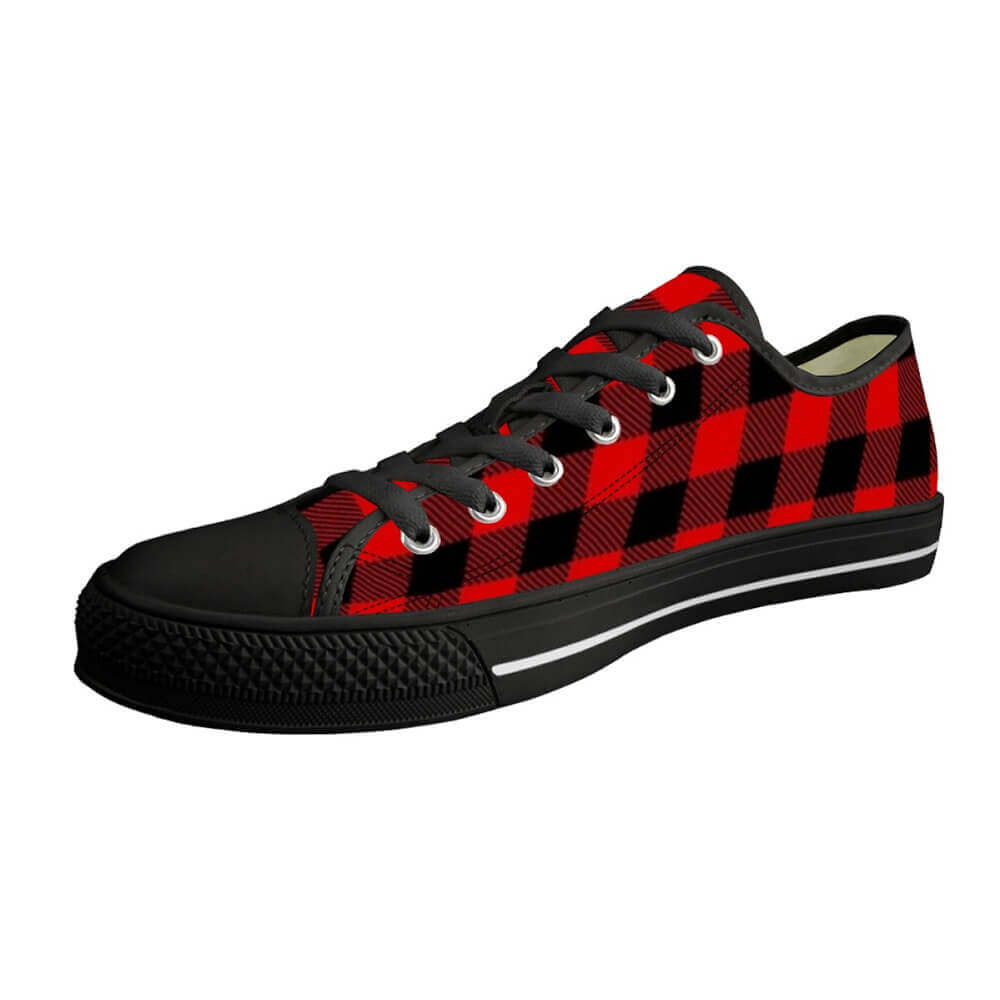 Classic Red Plaid Print Canvas Shoes | Gthic.com