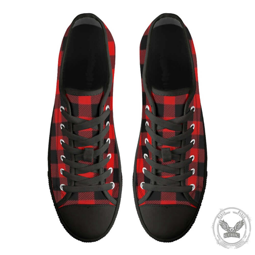 Classic Red Plaid Print Canvas Shoes | Gthic.com