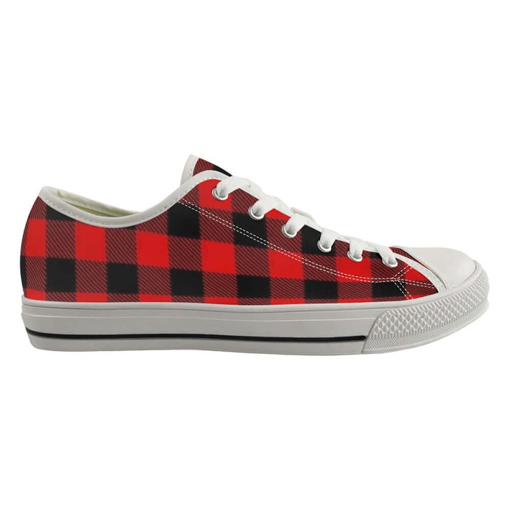 Classic Red Plaid Print Canvas Shoes | Gthic.com