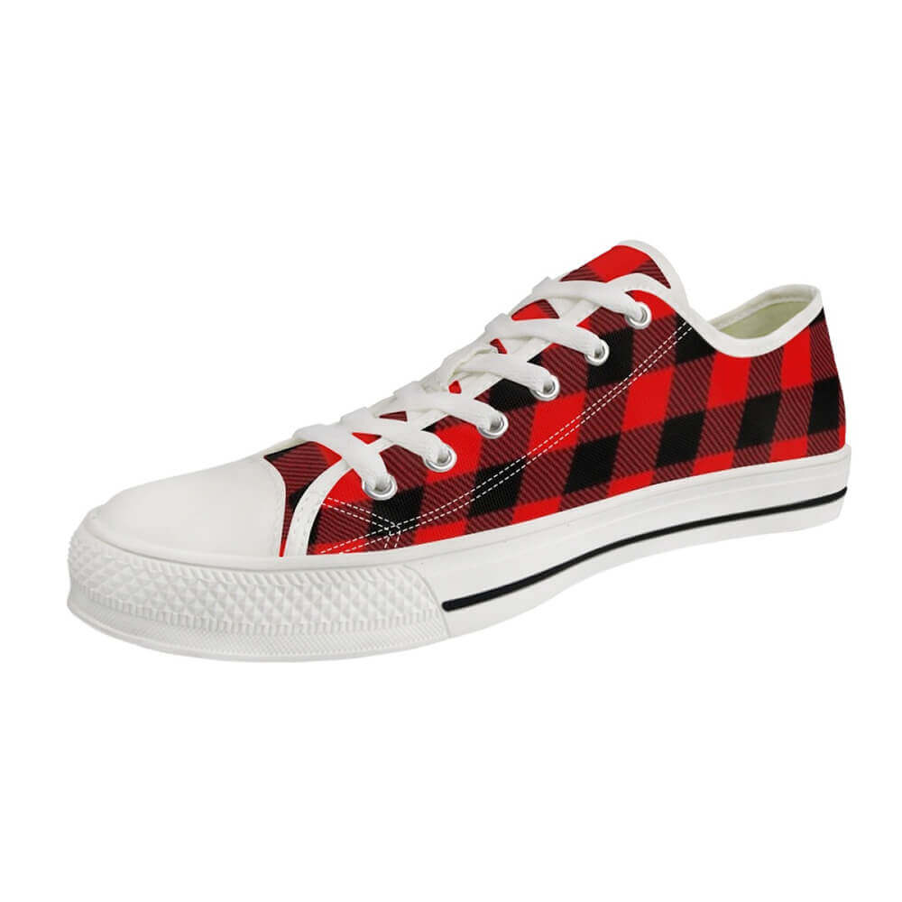 Classic Red Plaid Print Canvas Shoes | Gthic.com